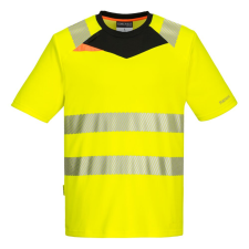 Portwest DX413 DX4 Hi-Vis rövid ujjú pólóing sárga-fekete láthatósági ruházat