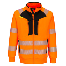 Portwest DX477 DX4 Hi-Vis cipzáras pulóver narancs-fekete láthatósági ruházat