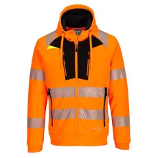 Portwest DX4 Hi-Vis cipzáras kapucnis pulóver Orange/Black L
