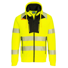 Portwest DX4 Hi-Vis cipzáras kapucnis pulóver Yellow/Black 5XL láthatósági ruházat
