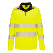 Portwest DX4 Hi-Vis cipzáras póló L/S Yellow/Black S láthatósági ruházat