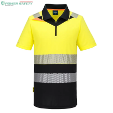 Portwest DX4 Hi-Vis cipzáros Class 1 póló S/S - Sárga/Fekete láthatósági ruházat
