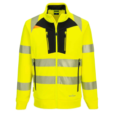 Portwest DX4 Hi-Vis kapucnis cipzáras pulóver Yellow/Black 5XL láthatósági ruházat