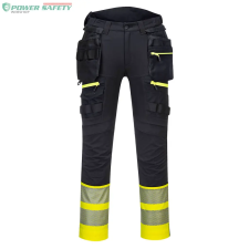Portwest DX4 Hi-Vis levehető holster zsebes Class 1 nadrág - Sárga/Fekete láthatósági ruházat