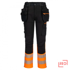 Portwest DX4 Hi-Vis nadrág lezippzározható lengőzsebbel Orange/Black 42