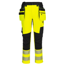Portwest DX4 Hi-Vis nadrág lezippzározható lengőzsebbel Yellow/Black 41