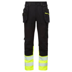 Portwest DX4 Hi-Vis nadrág lezippzározható lengőzsebbel Yellow/Black 46