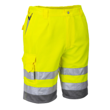 Portwest E043 Hi-Vis rövidnadrág sárga-szürke láthatósági ruházat