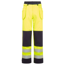 Portwest FR440 Bizflame Hi-Vis kontraszt lángálló lengőzsebes nadrág sárga-tengerészkék munkaruha