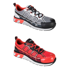 Portwest FT17 - OlymFlex Barcelona SBP AE sportos Trainer cipő Szürke/Piros munkavédelmi cipő