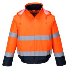 Portwest Hi-Vis 2 az 1-ben kontrasztos Essential Lite bomber kabát Orange/Navy M