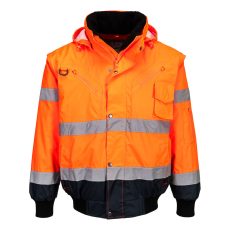 Portwest Hi-Vis 3 az 1-ben kontrasztos bomber dzseki Orange/Navy XXL