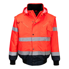 Portwest Hi-Vis 3 az 1-ben kontrasztos bomber dzseki Red/Navy M