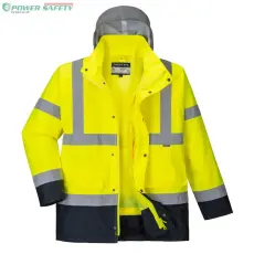 Portwest Hi-Vis 4 az 1-ben Contrast Traffic kabát - Sárga/Navy