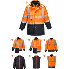 Portwest Hi-Vis 7 az 1-ben kontraszt Traffic kabát munkaruha