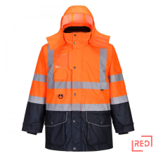 Portwest Hi-Vis 7 az 1-ben kontraszt Traffic kabát láthatósági ruházat