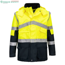 Portwest Hi-Vis kéttónusú lélegző kabát - Sárga/Navy láthatósági ruházat