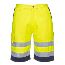 Portwest Hi-Vis könnyű poli-pamut rövidnadrág Yellow/Navy XL láthatósági ruházat