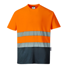 Portwest Hi-Vis kontraszt pólóing (narancs/tengerészkék, S) láthatósági ruházat