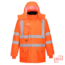 Portwest Hi-Vis légáteresztő az 7-in-1 közlekedési kabát láthatósági ruházat
