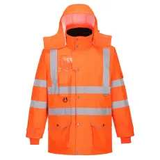 Portwest Hi-Vis légáteresztő az 7-in-1 közlekedési kabát narancs S