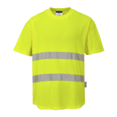 Portwest Hi-Vis pamut póló pamut hálós betétes póló S/S sárga XXL