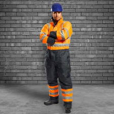 Portwest HiVis kontraszt védőoverall - párnázott PORTWEST-S485 L kék és narancs láthatósági ruházat
