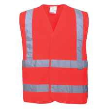 Portwest Jól láthatósági két csíkos mellény (piros, 2XL/3XL) láthatósági ruházat