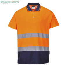 Portwest Kéttónusú Cotton Comfort póló - Narancs/Navy