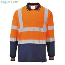 Portwest Kéttónusú hosszú ujjú pólóing - Narancs/Navy láthatósági ruházat