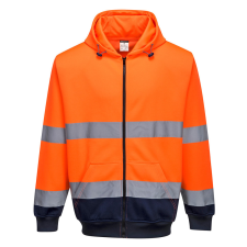 Portwest Kéttónusú zippzáras kapucnis pulóver Orange/Navy M láthatósági ruházat
