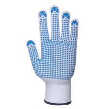 Portwest Nylon kesztyű PVC pontozott (fehér/kék, L) védőkesztyű