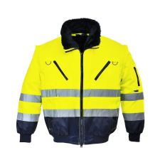 Portwest PJ50 Hi-Vis 3 az 1-ben pilóta kabát sárga-tengerészkék láthatósági ruházat