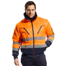Portwest PJ50 Jól láthatósági pilóta kabát (Narancs/Navy, XXL)