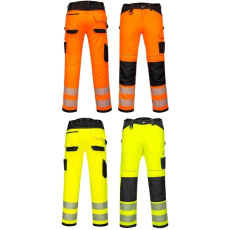 Portwest PW303 - PW3 könnyű stretch jólláthatósági nadrág, narancs/fekete és sárga/fekete