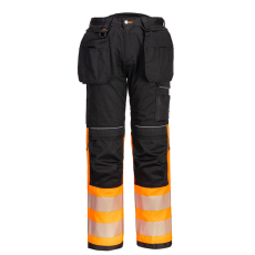 Portwest PW307 PW3 Hi-Vis Class 1 lengőzsebes nadrág narancs-fekete