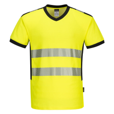Portwest PW310 PW3 Hi-Vis V-nyakú póló (sárga/fekete, XL)