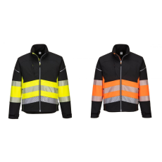 Portwest PW375 - Hi-Vis Class 1 Softshell modern, jól láthatósági kabát - Sárga/Narancs