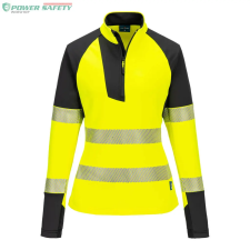 Portwest PW3 Hi-Vis 1/4 Cipzáras Sweatshirt - Sárga/Fekete láthatósági ruházat