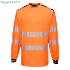 Portwest PW3 Hi-Vis hosszú ujjú póló - Narancs/Fekete láthatósági ruházat