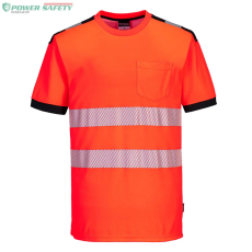 Portwest PW3 Hi-Vis póló S/S - Piros/Fekete