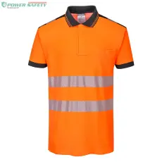 Portwest PW3 Hi-Vis pólóing S/S - Narancs/Fekete