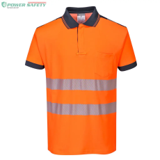 Portwest PW3 Hi-Vis pólóing S/S - Narancs/Navy