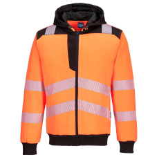Portwest PW3 Hi-Vis zippzáras kapucnis pulóver  (narancs/fekete, XL)