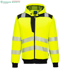 Portwest PW3 Hi-Vis zippzáras kapucnis pulóver - Sárga/Fekete