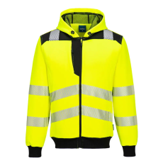 Portwest PW3 Hi-Vis zippzáras kapucnis pulóver Yellow/Black 5XL