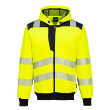Portwest PW3 Hi-Vis zippzáras kapucnis pulóver Yellow/Black L láthatósági ruházat