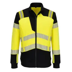Portwest PW3 Modaflame Knit Hi-Vis FR lángálló teljes cipzáras pulóver Yellow/Black XL