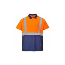 Portwest (S479) Két tónusú teniszpóló narancs/sötétkék
