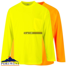  Portwest S579Day-Vis hosszú ujjú póló, zsebbel férfi póló
